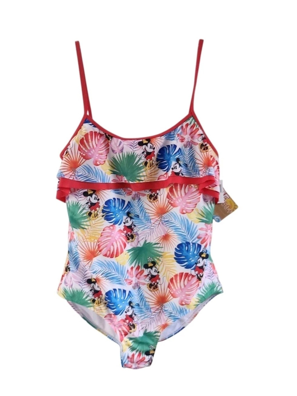 Disney Parks Minnie Mouse Tropical Print One Piece Swimsuit Bathing Suit XXL NEW
